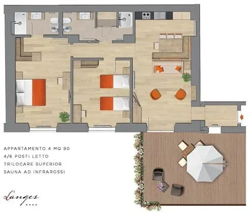 Superior Apart Daire, 2 Yatak Odası, Sauna