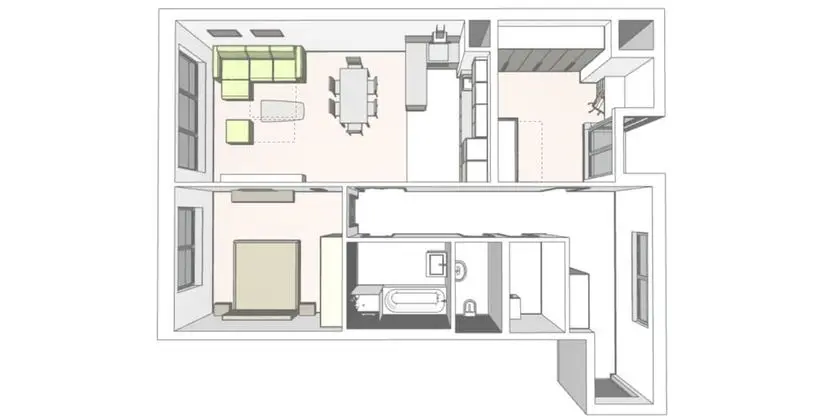 Luxury Apart Daire, 1 Yatak Odası, Mutfak (+ Living Room)