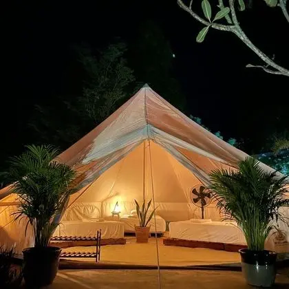 One bed in three beds shared tent