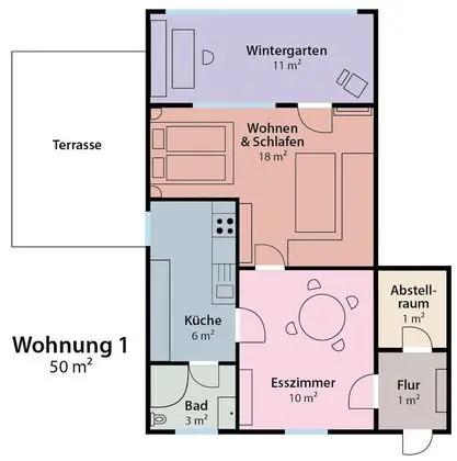 Comfort Apart Daire, Bahçe Manzaralı (Ferienwohnung 1)
