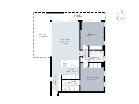 Apart Daire, 2 Yatak Odası, Balkon