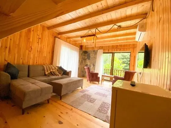 Dubleks Jakuzili Şömineli Bungalov