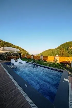 Jakuzili Şömineli Bungalow,Dağ Manzaralı,Isıtmalı Özel Havuzlu