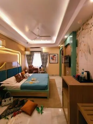 Bohemian Theme Room with Artistic Rattan decor & Designer Washroom