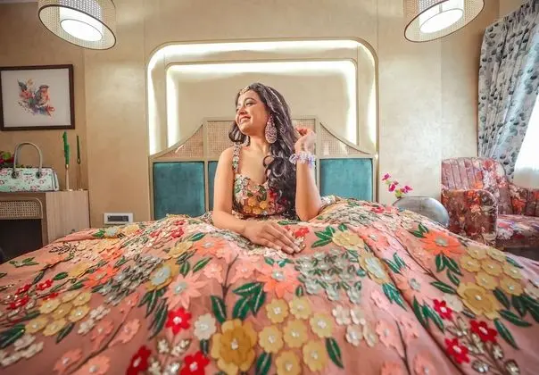 Bohemian Theme Room with Artistic Rattan decor & Designer Washroom