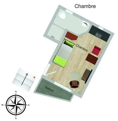 Stüdyo, Özel Banyo (Chambre)