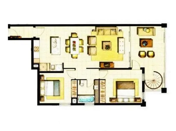Deluxe Çatı Katı Süiti (Penthouse), 2 Yatak Odası, Teras, Lagün Manzaralı
