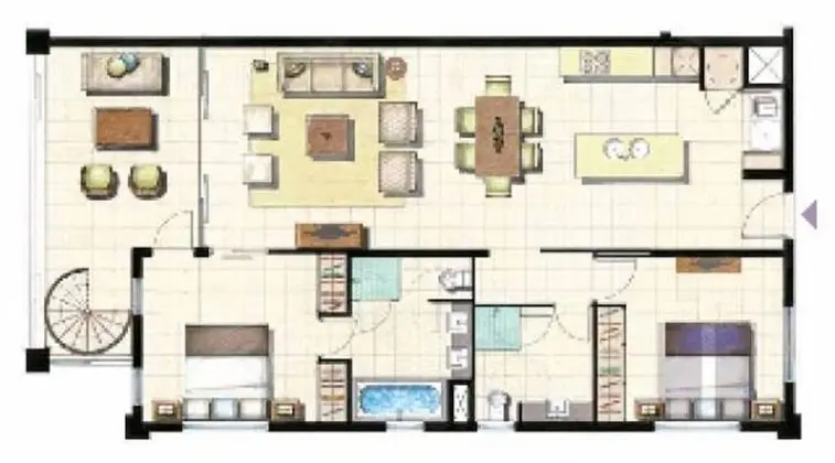 Luxury Apart Daire, 2 Yatak Odası, Havuz Kullanımı, Havuz Kenarı (2 Bedroom Swimout Apartment)