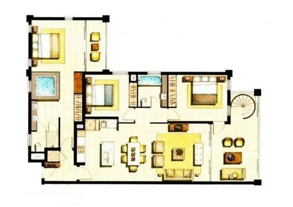 Luxury Apart Daire, 3 Yatak Odası, Havuz Kullanımı, Havuz Kenarı (3 Bedroom Swimout Apartment)