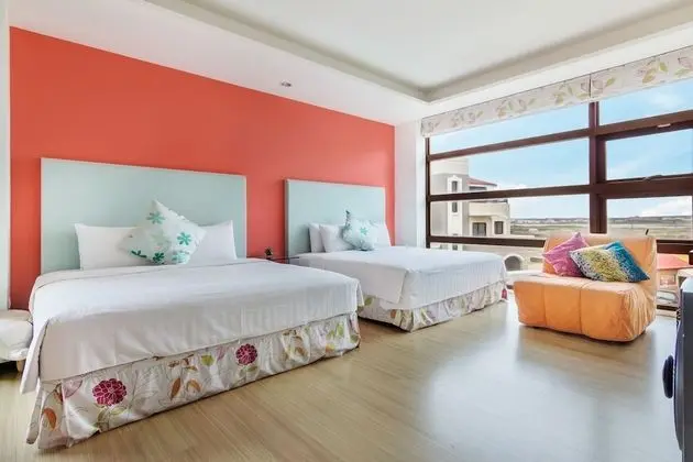 Deluxe Dört Kişilik Oda, 2 Büyük (Queen) Boy Yatak, Balkon, Plaj Manzaralı