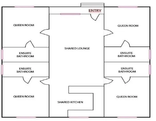 İki Ayrı Yataklı Oda, Banyolu/Duşlu (Shared Kitchen & Bathroom)