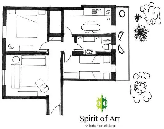 Apart Daire, 2 Yatak Odası, Balkon, Bahçe Manzaralı