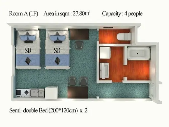 Standard Apart Daire, 2 Çift Kişilik Yatak (Maisonette, 1st Floor)