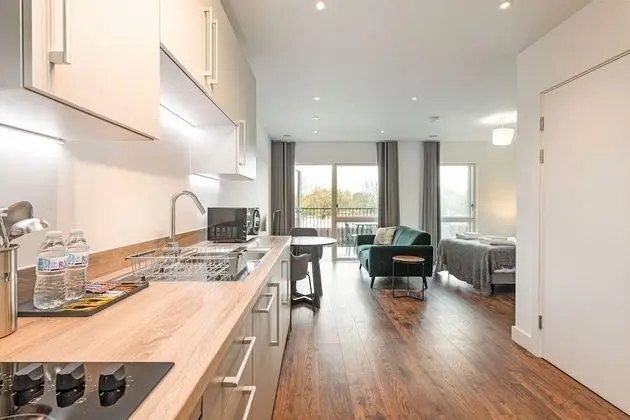 Modern studio with balcony