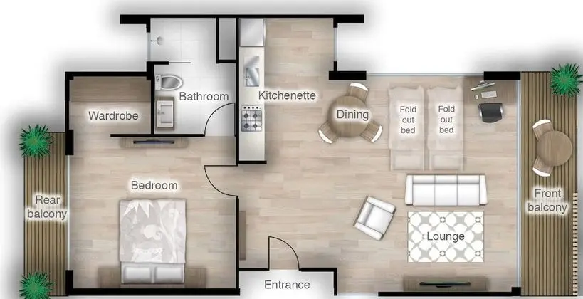 One Bedroom Balcony Apartment