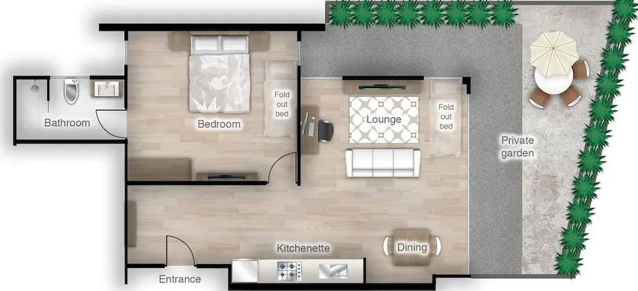 One Bedroom Garden Apartment - type A