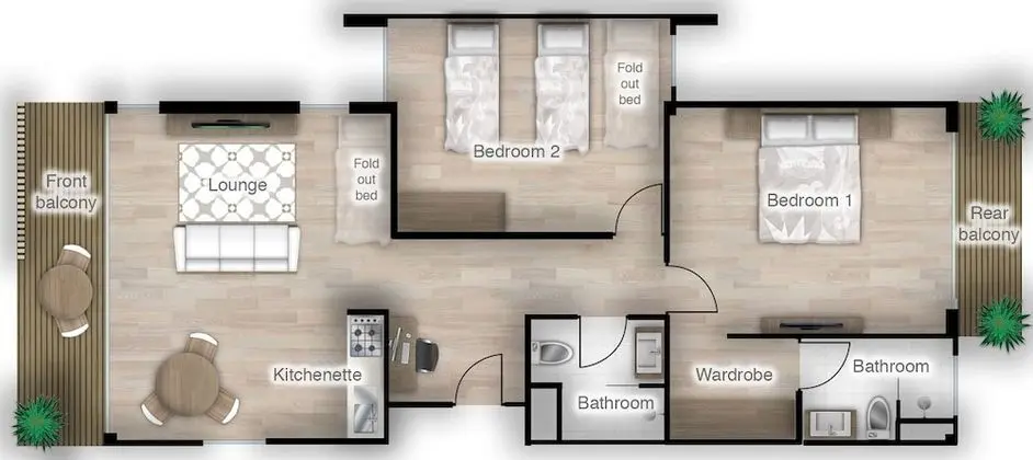 Two Bedroom Balcony Apartment