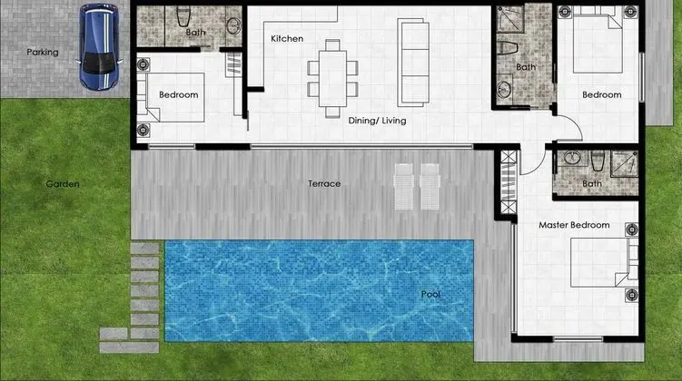 Villa (Stylish Pool Villa - 10 Mins Walk To )