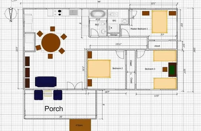 Family House, 3 Bedroom 2 Bath (sleeps 6)