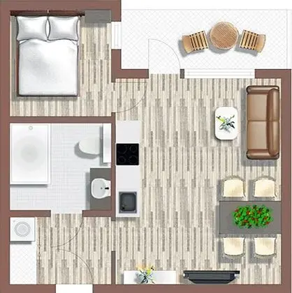 Premium Apart Daire, 1 Yatak Odası, Sigara İçilmez, Teras