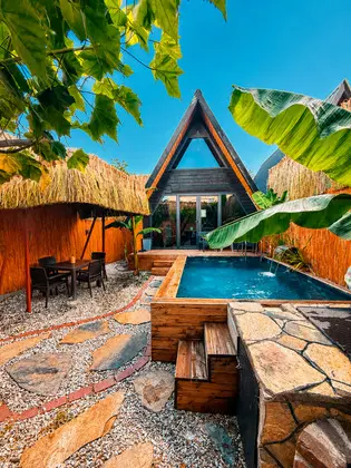 Jakuzili Bungalow , Havuz Manzaralı, Isıtmalı Özel Havuzlu