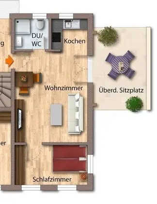 Apart Daire, 1 Yatak Odası, Bahçe Manzaralı (Lindau, cleaning fee)
