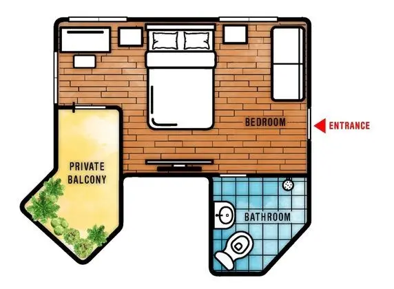 Deluxe Tek Büyük Yataklı Oda, Balkon, Bahçe Manzaralı