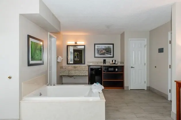 Newly Renovated 1 King Bed with Sofa bed, Fireplace, Jetted Tub, Private Balcony on River