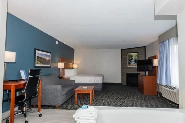 Newly Renovated 1 King Bed with Sofa bed, Fireplace, Jetted Tub, Private Balcony on River