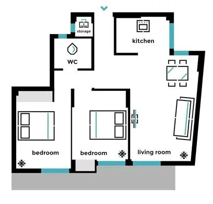 Apart Daire, 2 Yatak Odası