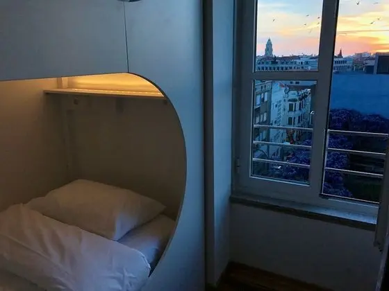 Private sleeping pod in 12 people dormitory