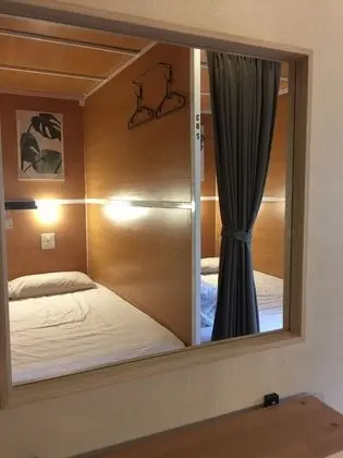 Double Bed in Dorm Shared Bathroom