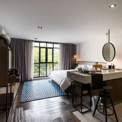 Private Room with Partially Open Bathroom