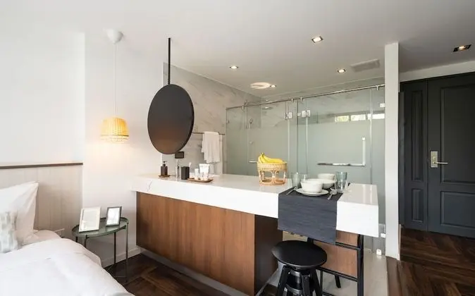 Private Room with Partially Open Bathroom