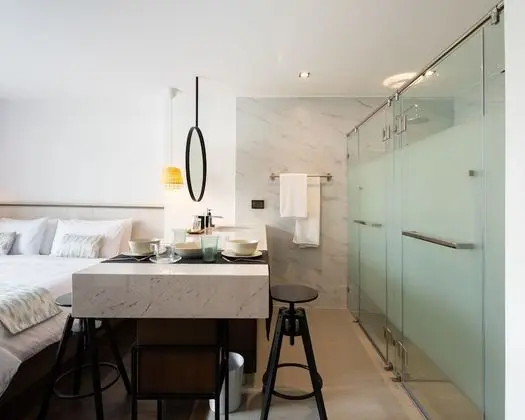 Private Room with Partially Open Bathroom