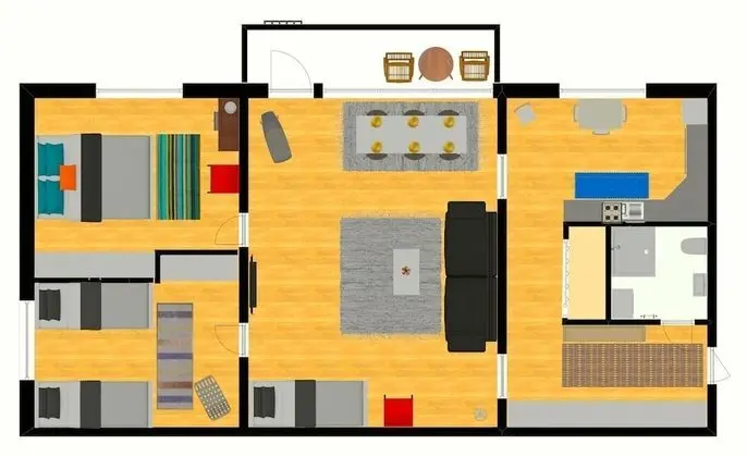 Family Apart Daire, 2 Yatak Odası, Balkon, Bahçe Manzaralı (Sleeps 5 Persons)