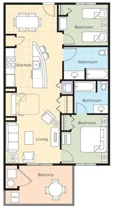 Deluxe Apart Daire, 2 Yatak Odası, Sigara İçilmez, Avlu Manzaralı