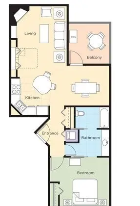 Daire, 1 Yatak Odası, Mutfak