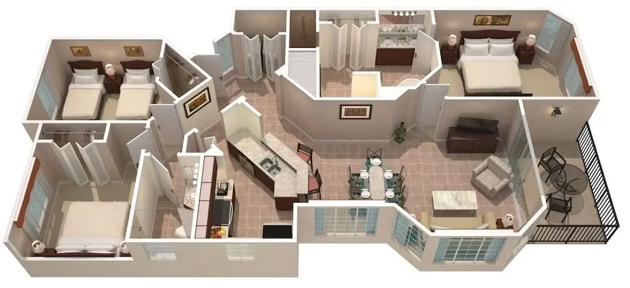 Superior Süit, 3 Yatak Odası (2 Bathrooms)