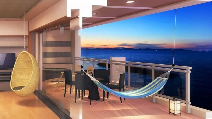 Süit, Özel Banyo, Köşe (Open-air Bath, Ocean View)