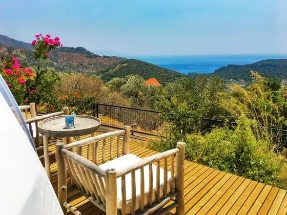 Glamping Çadır, Deniz ve Dağ Manzaralı, Teraslı