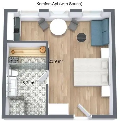 Comfort Oda, 1 Büyük (Queen) Boy Yatak ve Çekyat (with private sauna)